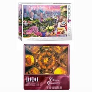 EUROGRAPHICS *sealed NY Rooftop Garden + San Vitale Basilica 1000 piece puzzles